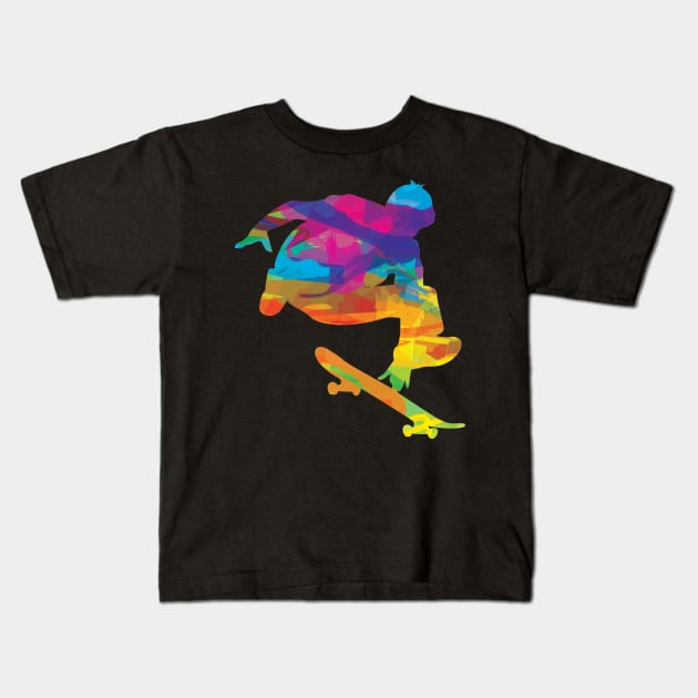 Psychedelic Skateboard Kids T-Shirt by Oolong